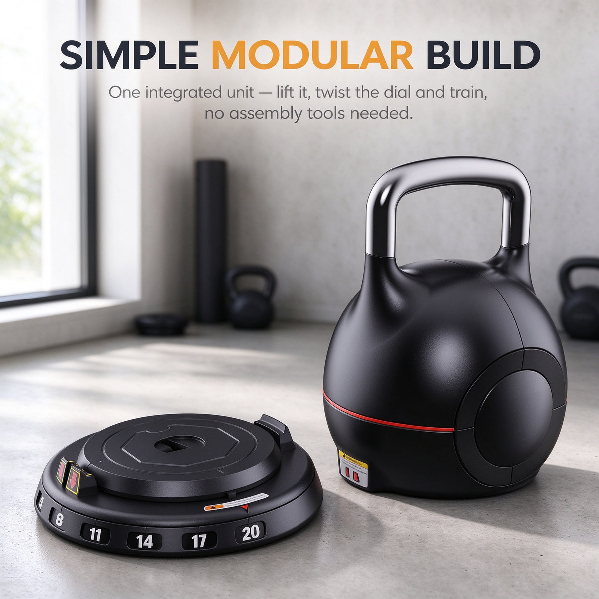 20kg Adjustable Kettlebell 7 in 1 Quick Weight Change Selection Home Gym Fitness Training
