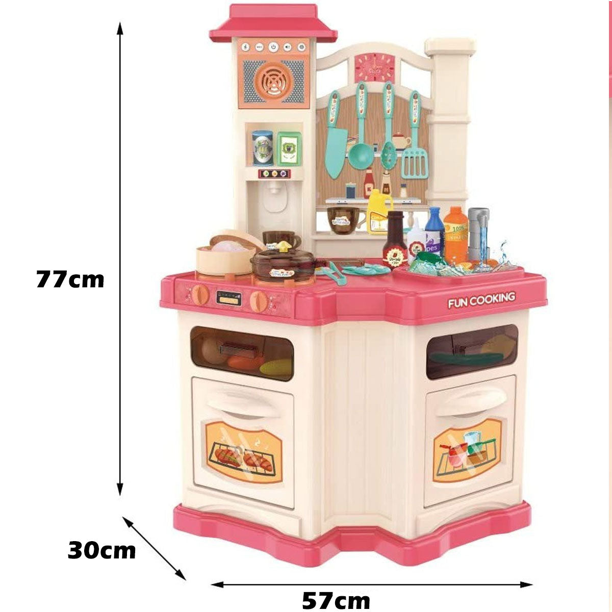 Kids Pretend Role Play Toy Kitchen Cooking Children Toddler Food Cookware Set M - Pink