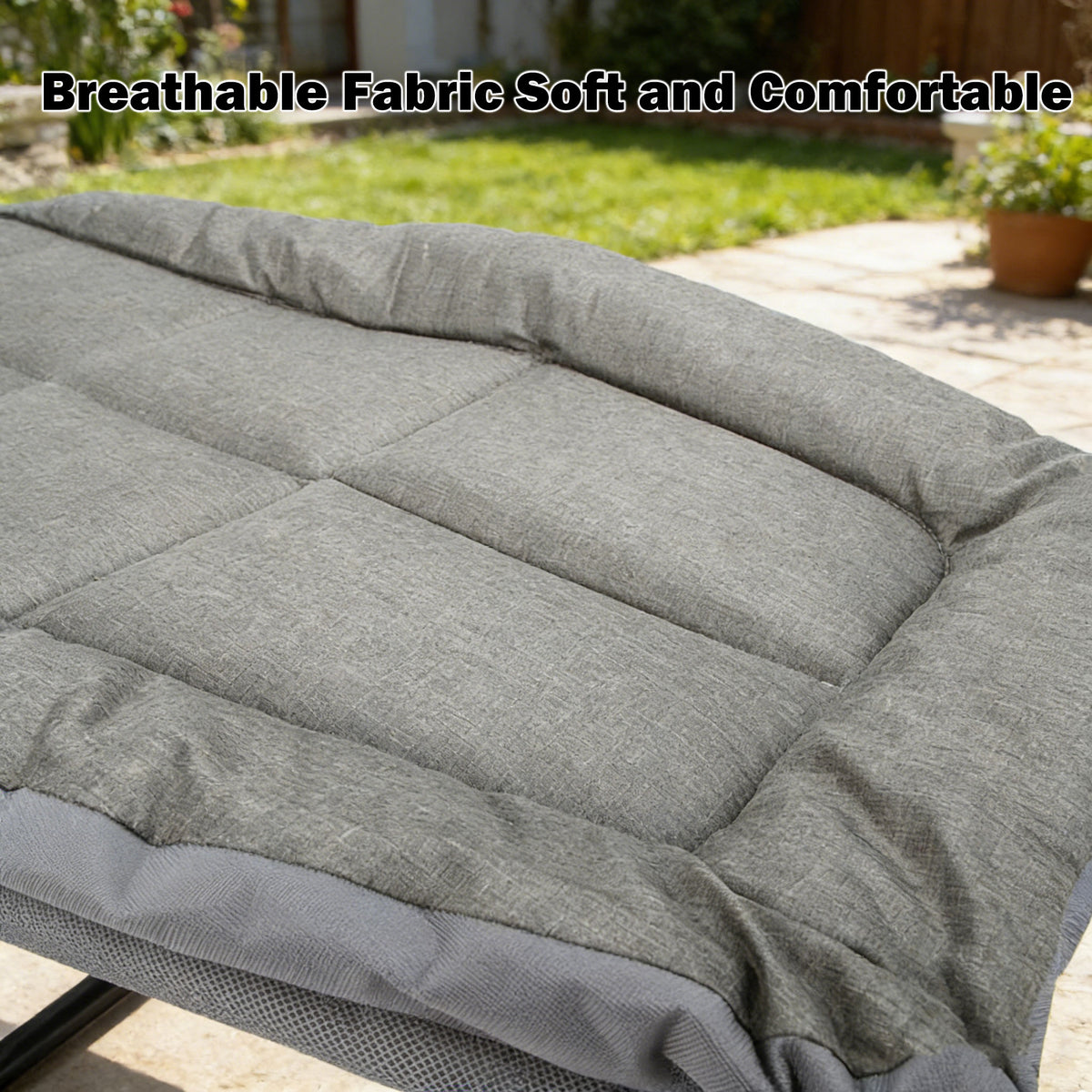 Folding Foldable Portable Camping Bed Recliner Chair Beach Outdoor Stretcher Grey