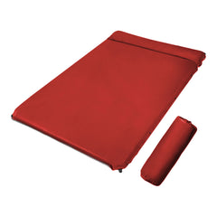 Double Self inflating Suede Mattress Mat Sleeping Pad Air Bed Camping Hiking - red