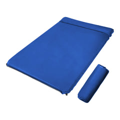 Double Self inflating Suede Mattress Mat Sleeping Pad Air Bed Camping Hiking - blue