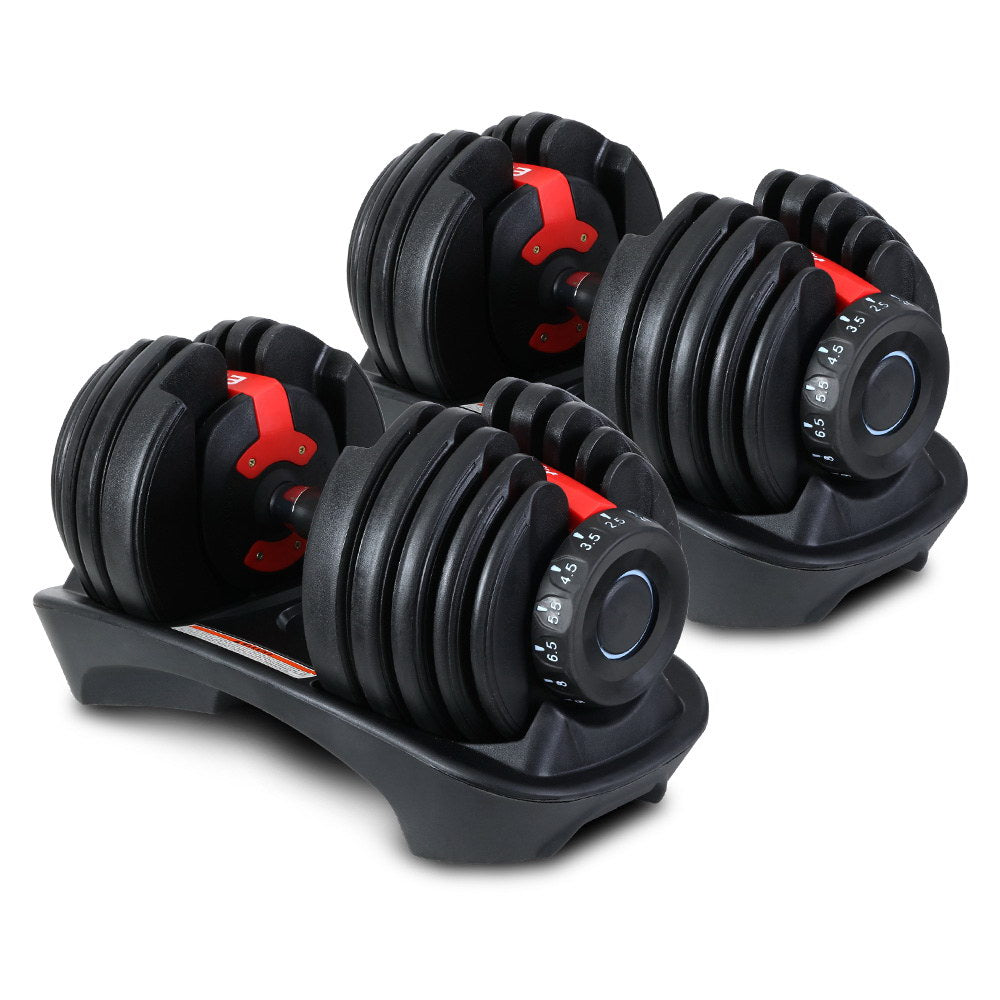 24kg Adjustable Dumbbell Dumbbells Set Weight Plates Home Gym Fitness Exercise Equipment OP