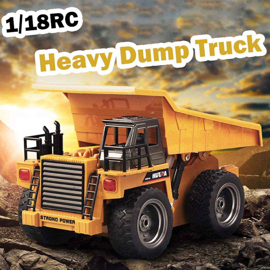 HUINA 2.4G RC 6 Channel 1:18 Alloy Remote Control Dump Truck Loader Toy Car Engineering Kids
