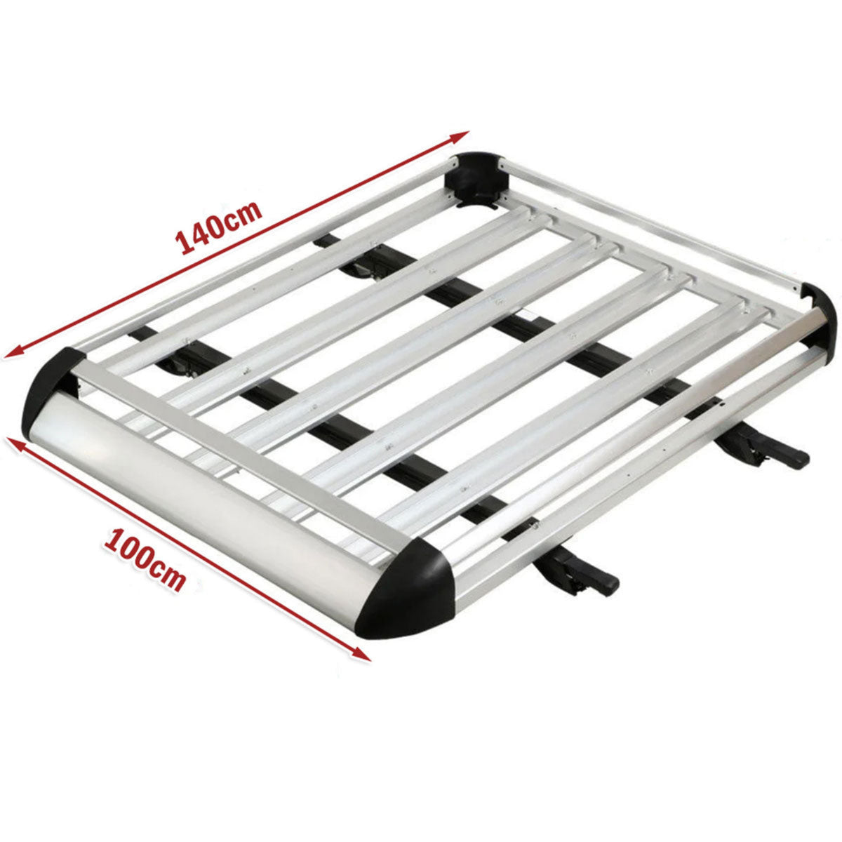 Car roof rack with dimensions on a white background
