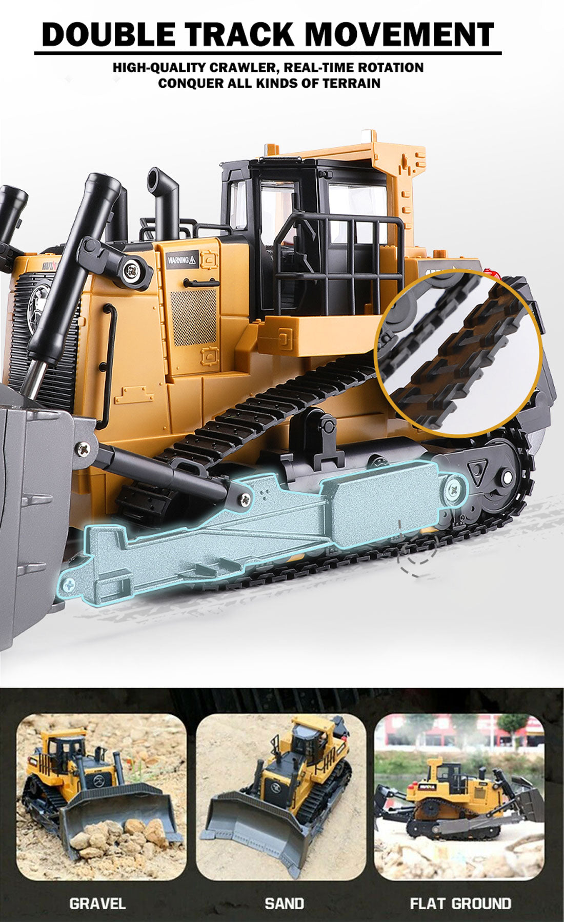 Huina Alloy 1:16 RC Bulldozer Excavator Toy Playset Vehicles Car Model Toy Boys Kid