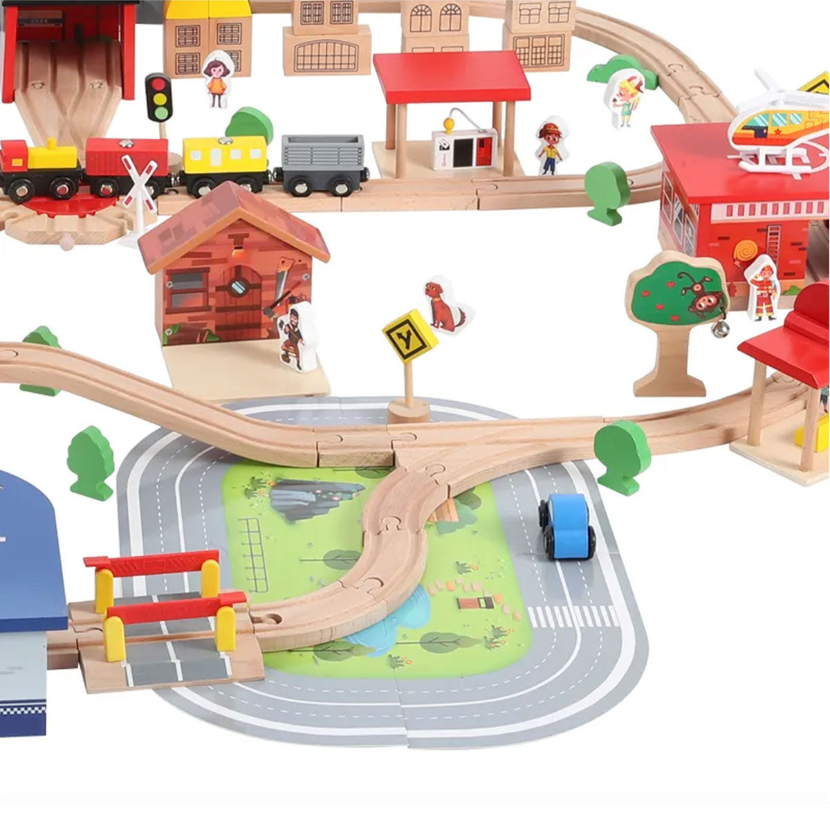 141pc Wooden Train Tracks Rail Children Pretend Play Set Toy Kids Toddler Thomas