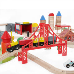 141pc Wooden Train Tracks Rail Children Pretend Play Set Toy Kids Toddler Thomas