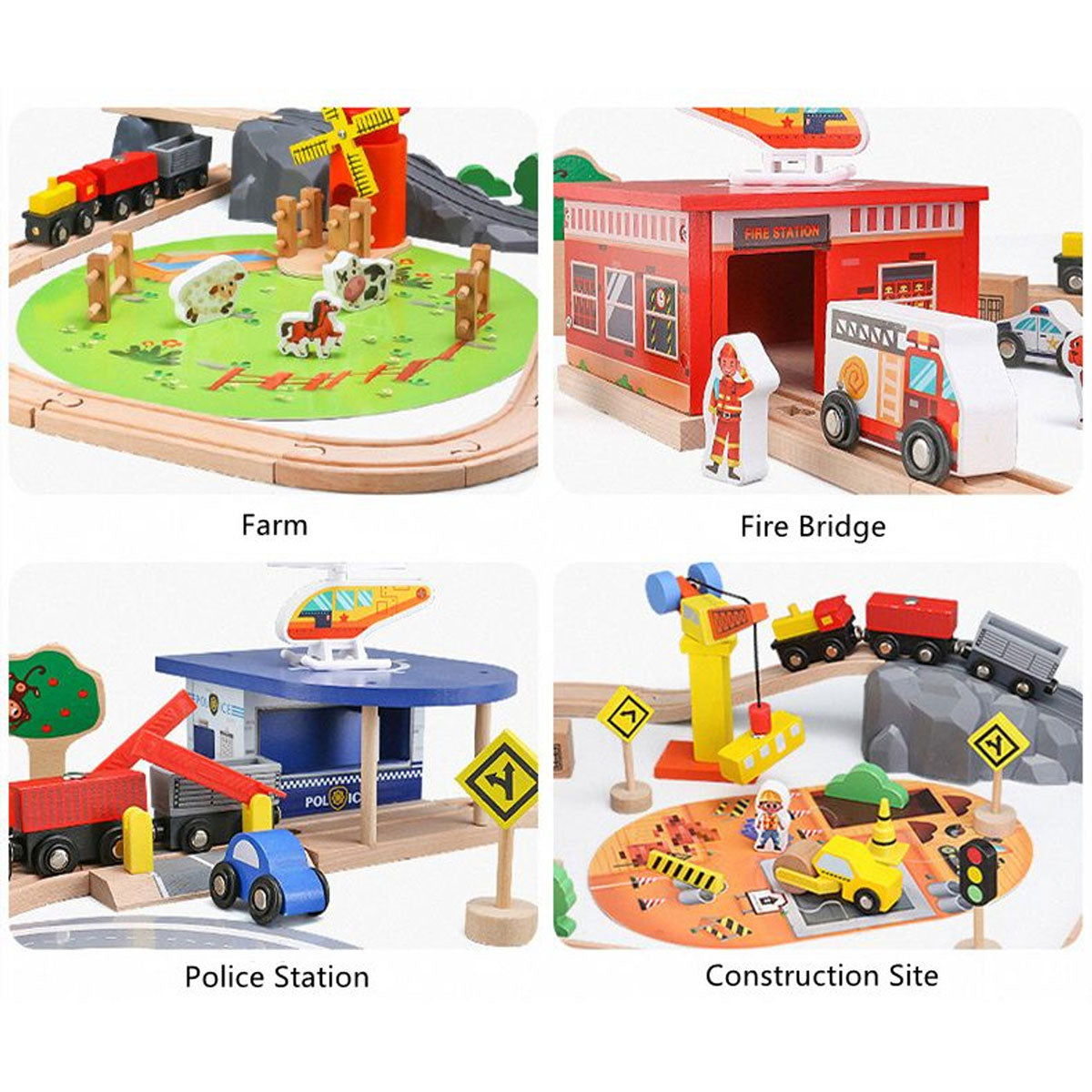141pc Wooden Train Tracks Rail Children Pretend Play Set Toy Kids Toddler Thomas