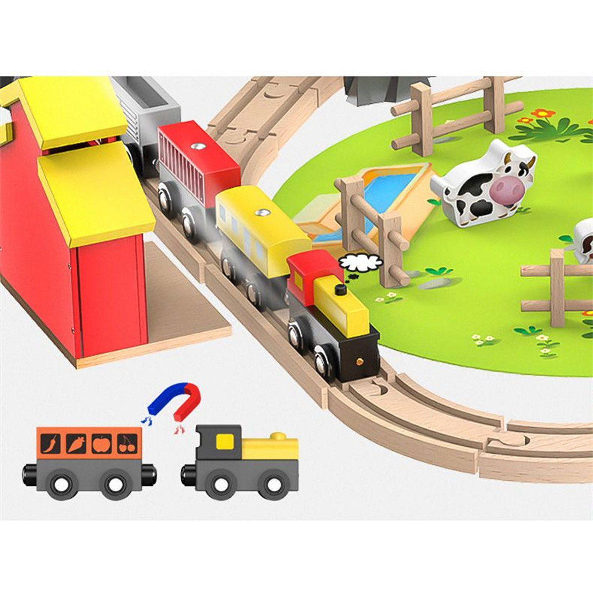 141pc Wooden Train Tracks Rail Children Pretend Play Set Toy Kids Toddler Thomas