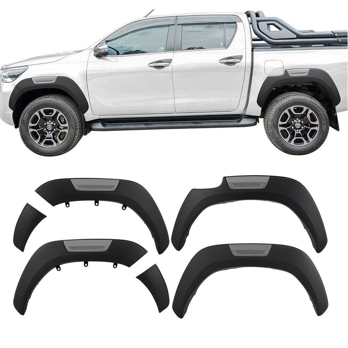 Front Rear Fender Flares for Toyota Hilux 2015-2021 2022 2023 SR/SR5 Wheel Arch - grey