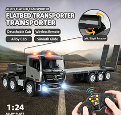 Huina 1:24 RC Tractor Semi Truck Flatbed Trailer 9CH Remote Control Toy Car Kid