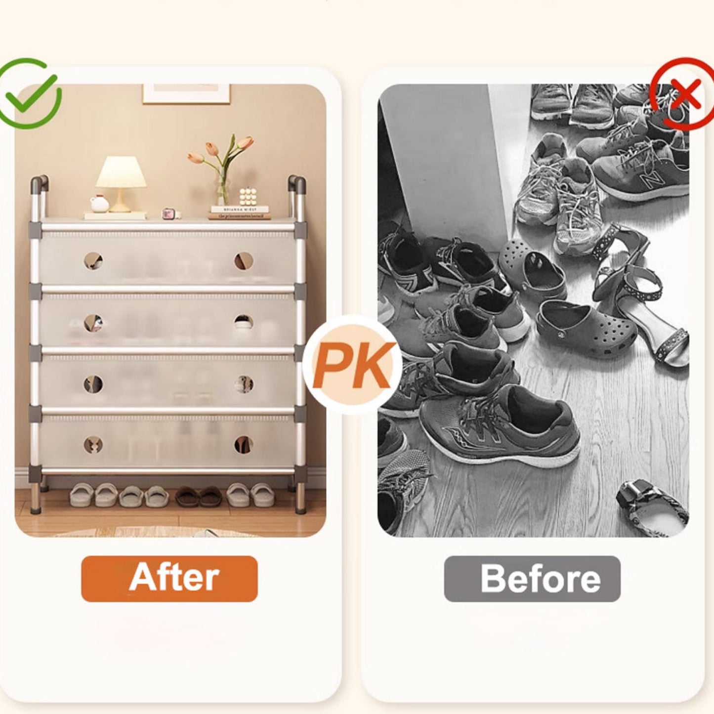 Portable Shoe Rack Stackable Cabinet Organiser Footwear Storage Dustproof Cover Wardrobe White