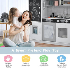 Wooden Kids Kitchen Toys Pretend Play Set Toddler Children Cooking Home Cookware - white