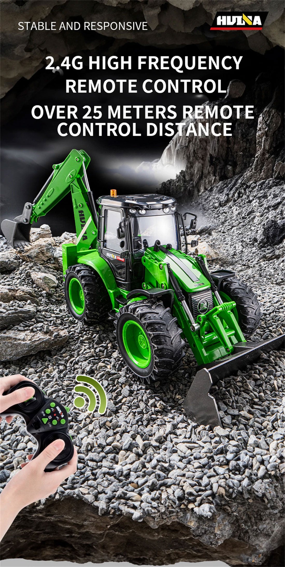 1/14 HUINA RC Excavator Digger Backhoe Loader Construction Forklift Engineering Model