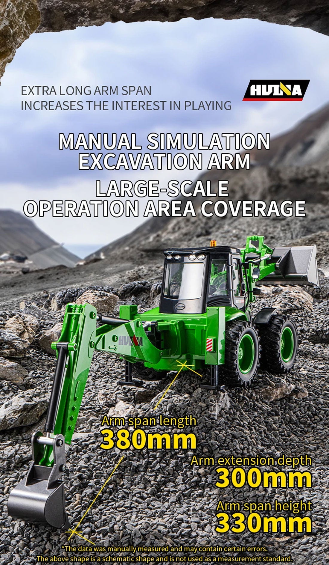 1/14 HUINA RC Excavator Digger Backhoe Loader Construction Forklift Engineering Model
