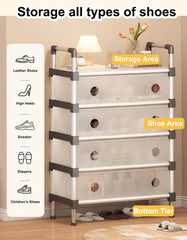 Portable Shoe Rack Stackable Cabinet Organiser Footwear Storage Dustproof Cover Wardrobe