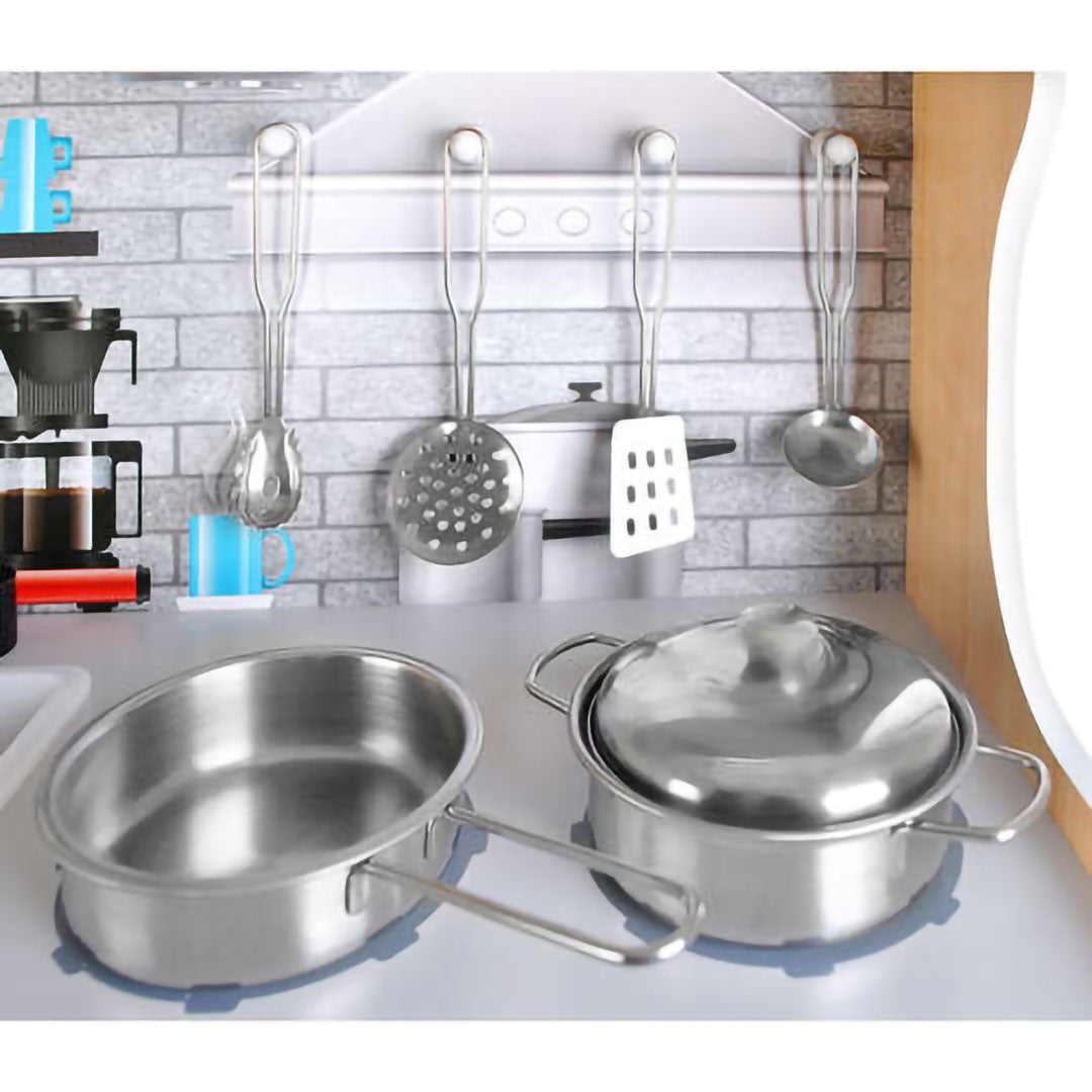 Wooden Kids Kitchen Toys Pretend Play Set Toddler Children Cooking Home Cookware