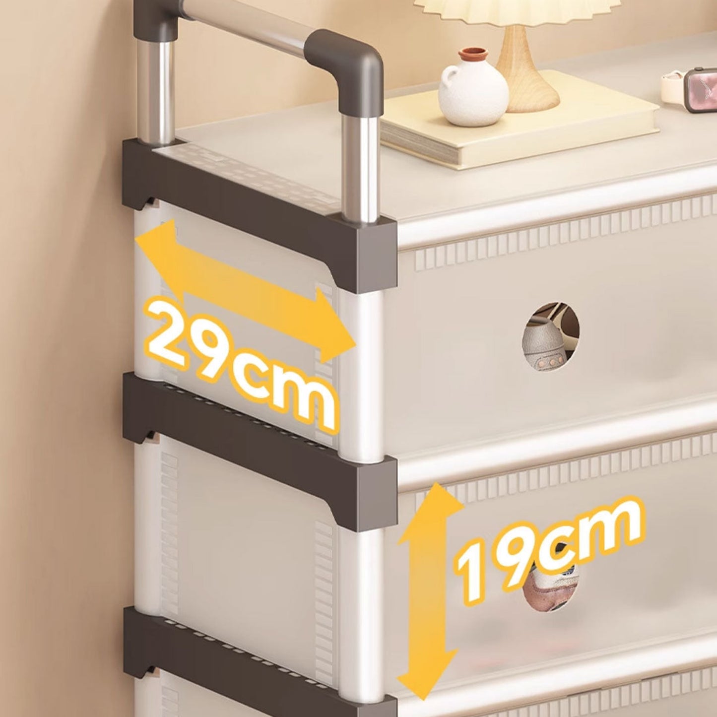 Portable Shoe Rack Stackable Cabinet Organiser Footwear Storage Dustproof Cover Wardrobe White