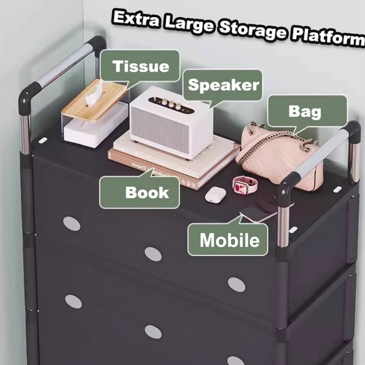 Portable Shoe Rack Stackable Cabinet Organiser Footwear Storage Dustproof Cover Wardrobe Black