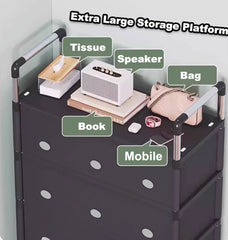 Portable Shoe Rack Stackable Cabinet Organiser Footwear Storage Dustproof Cover Wardrobe Black