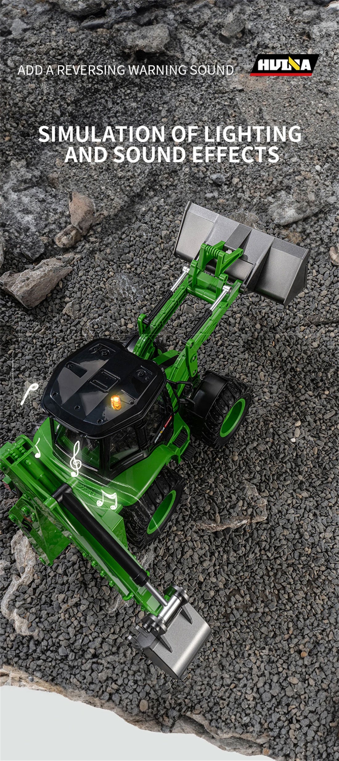 1/14 HUINA RC Excavator Digger Backhoe Loader Construction Forklift Engineering Model