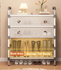 Portable Shoe Rack Stackable Cabinet Organiser Footwear Storage Dustproof Cover Wardrobe