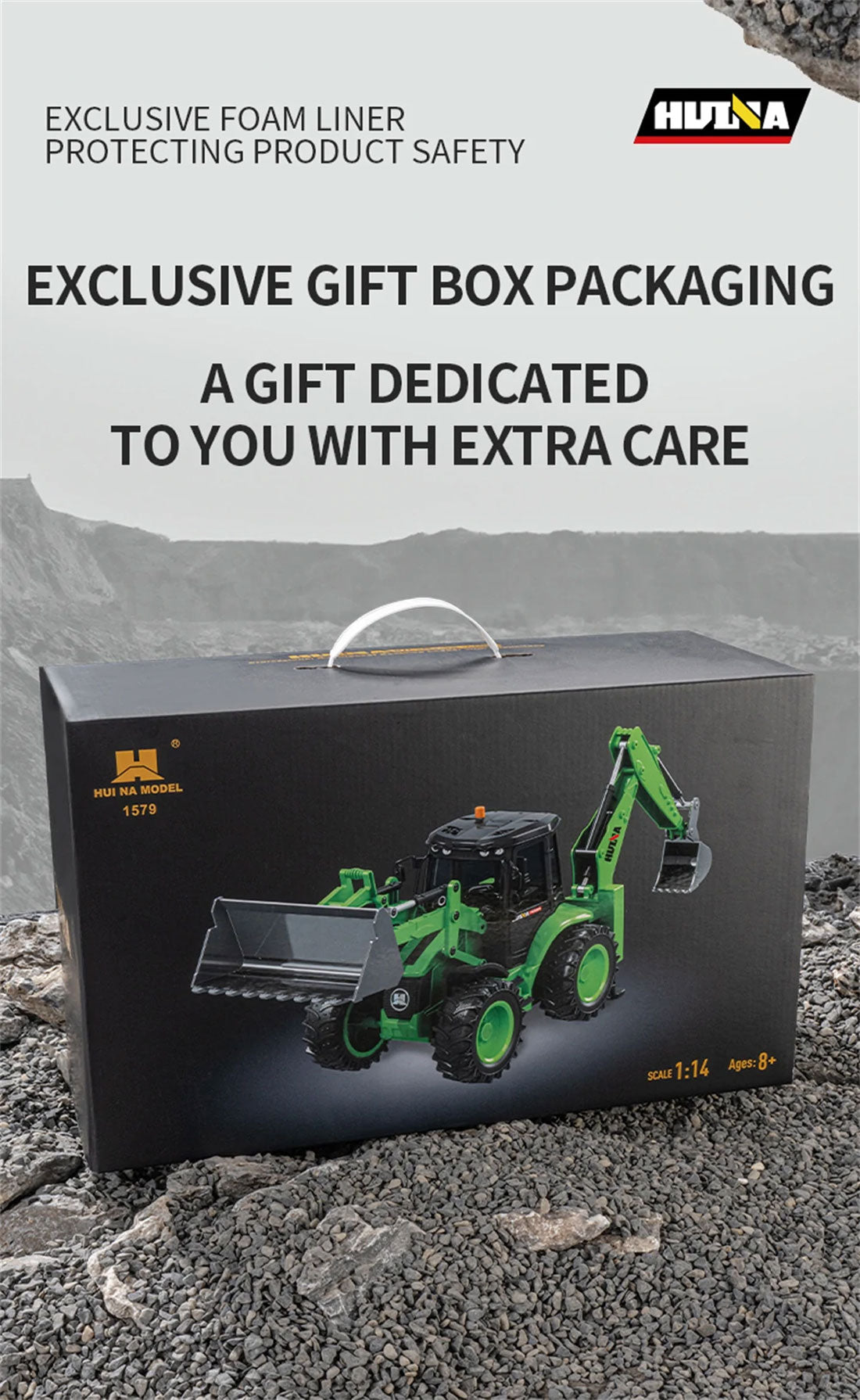 1/14 HUINA RC Excavator Digger Backhoe Loader Construction Forklift Engineering Model
