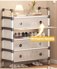 Portable Shoe Rack Stackable Cabinet Organiser Footwear Storage Dustproof Cover Wardrobe