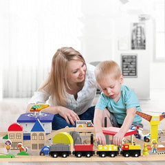 141pc Wooden Train Tracks Rail Children Pretend Play Set Toy Kids Toddler Thomas