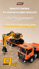 HUINA 1/18 Remote Control Semi Trailer Flated Truck Excavator Construction Kid RC Toy