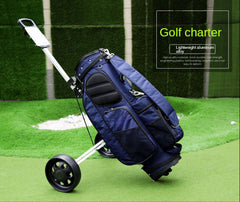 4 Wheels Foldable Aluminum Golf Club Buggy Trolley Cart Push Pull Footbrake Accessories