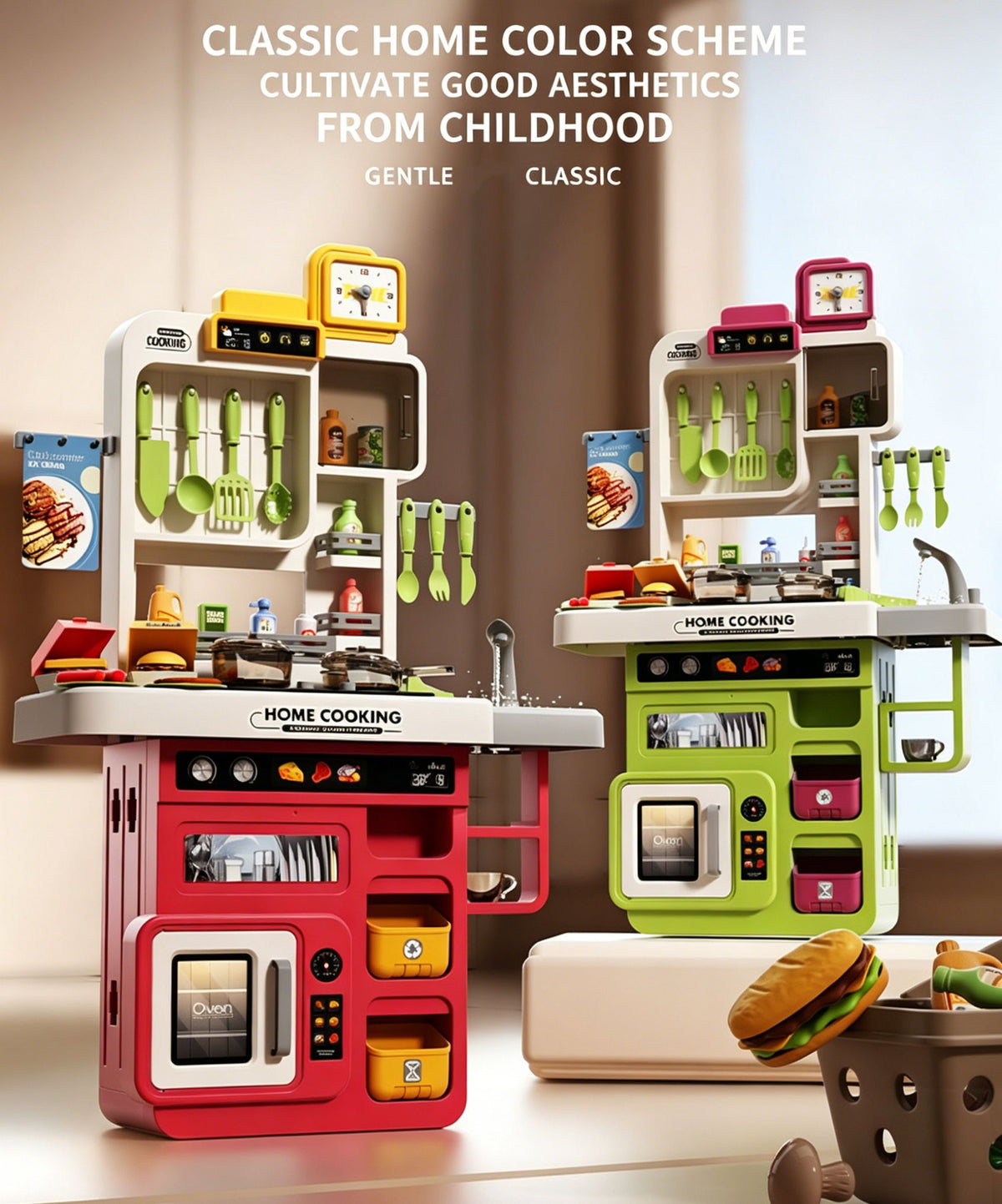 Kids Pretend Role Play Toy Kitchen Cooking Children Toddler Food Cookware Set
