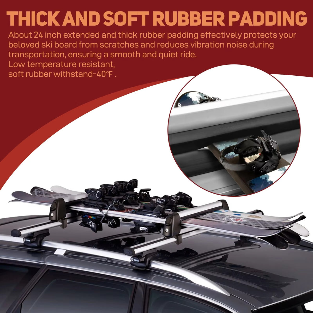 Extendable Universal Aluminium Ski Snowboard Fishing Rod Car Roof Rack Carrier Cross Bars