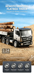 Huina 1:24 RC Tractor Semi Truck Flatbed Trailer 9CH Remote Control Toy Car Kid