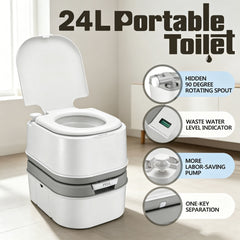 24L Outdoor Portable Camping Travel Toilet Flushable Potty Caravan Boating Mobile