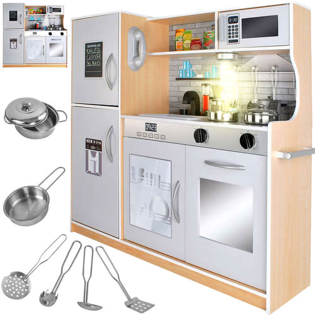 Wooden Kids Kitchen Toys Pretend Play Set Toddler Children Cooking Home Cookware
