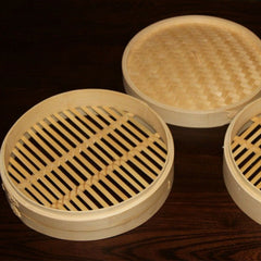 12 Inch Brand New Bamboo Steamer Set-2 Steamer Baskets With 1 Lid