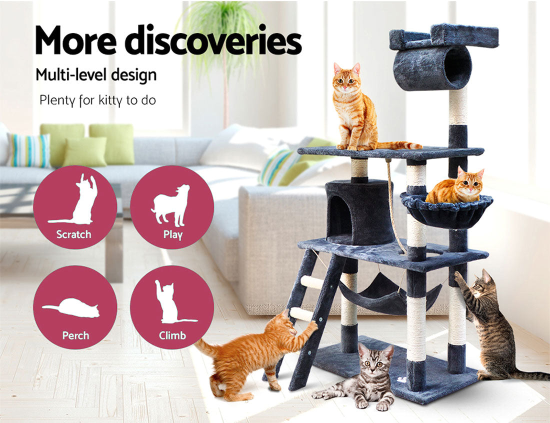 Cat Tree Scratching Post Scratcher Tower Toys Condo House Wood Furniture Bed Stand