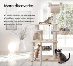Cat Tree Scratching Post Scratcher Tower Toys Condo House Wood Furniture Bed Stand - beige