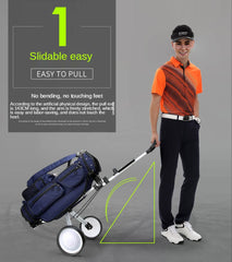 2 Wheels Foldable Aluminum Golf Club Buggy Trolley Cart Push Pull Footbrake Accessories