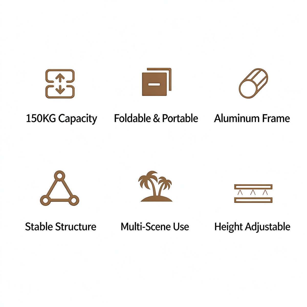 Height Adjustable Foldable Portable Outdoor Folding Camping Bed Stretcher Sleeping Cot Carry Bag Beige