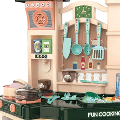 Kids Pretend Role Play Toy Kitchen Cooking Children Toddler Food Cookware Set M - Green