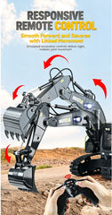 HUINA 1/18 13CH RC Alloy Excavator Construction Engineering Vehicle Toy Gift