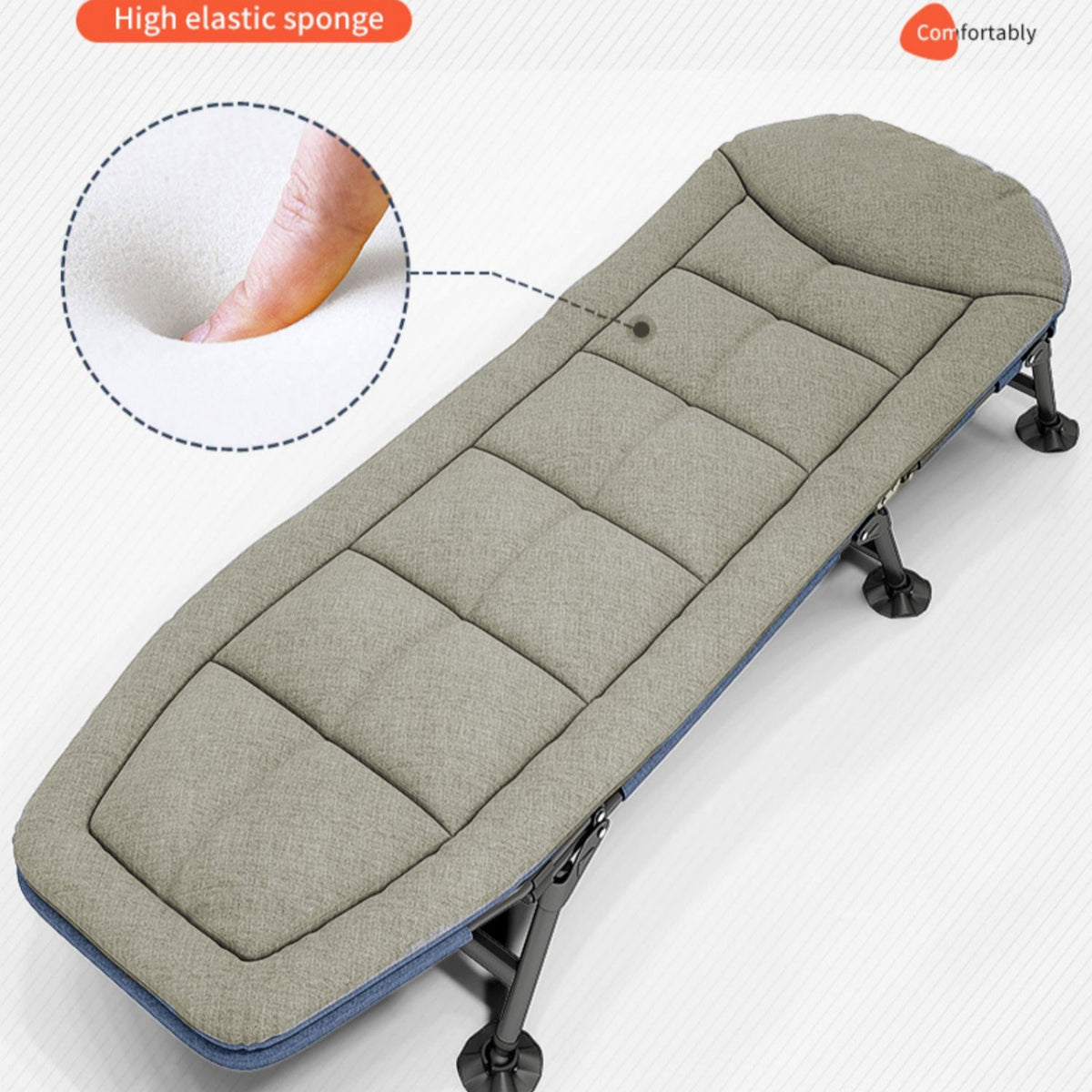 Folding Foldable Portable Camping Bed Cot Recliner Chair Beach Single Outdoor Stretcher - green