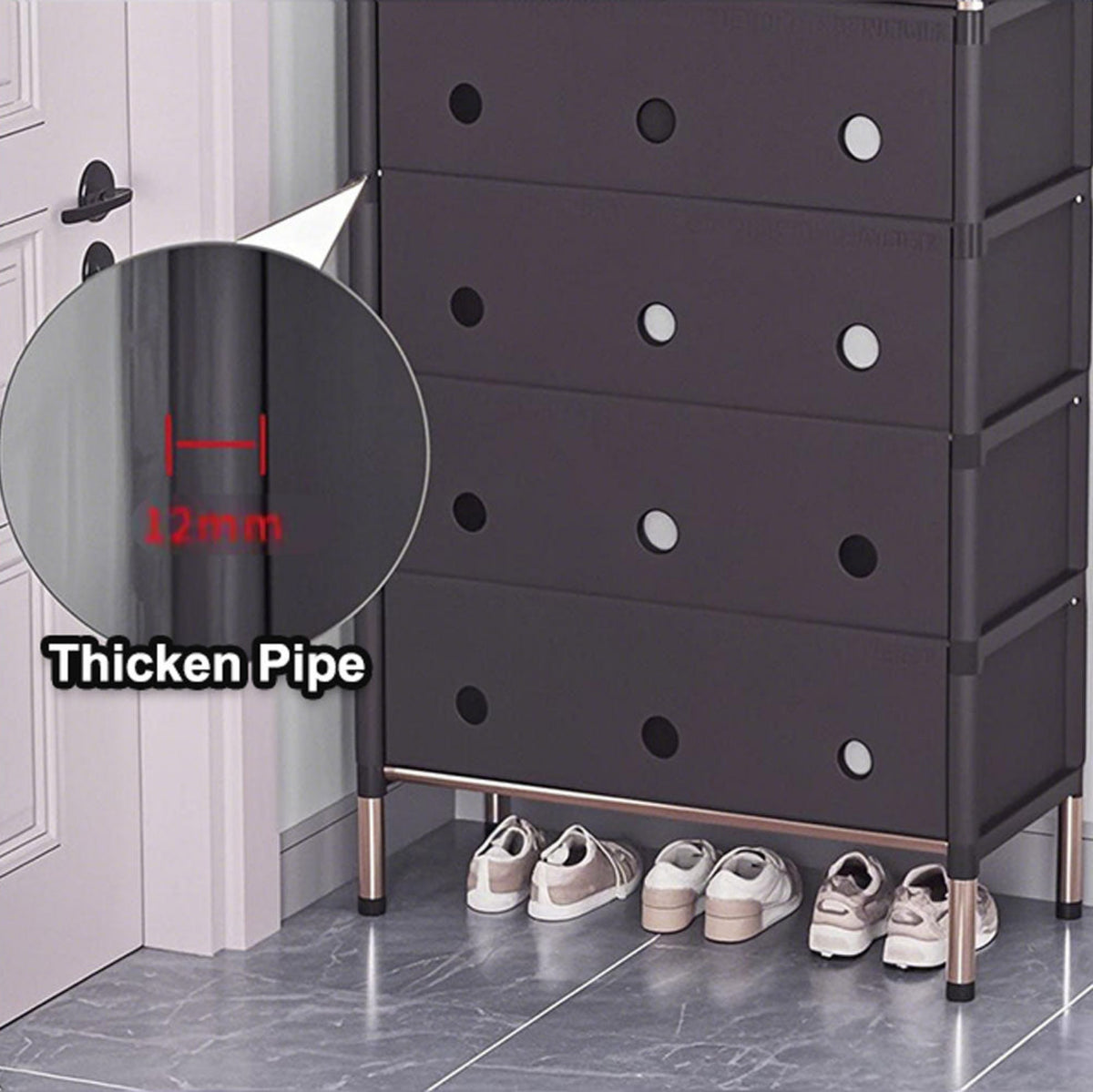 Portable Shoe Rack Stackable Cabinet Organiser Footwear Storage Dustproof Cover Wardrobe Black