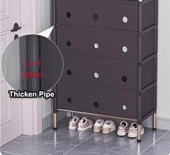 Portable Shoe Rack Stackable Cabinet Organiser Footwear Storage Dustproof Cover Wardrobe Black
