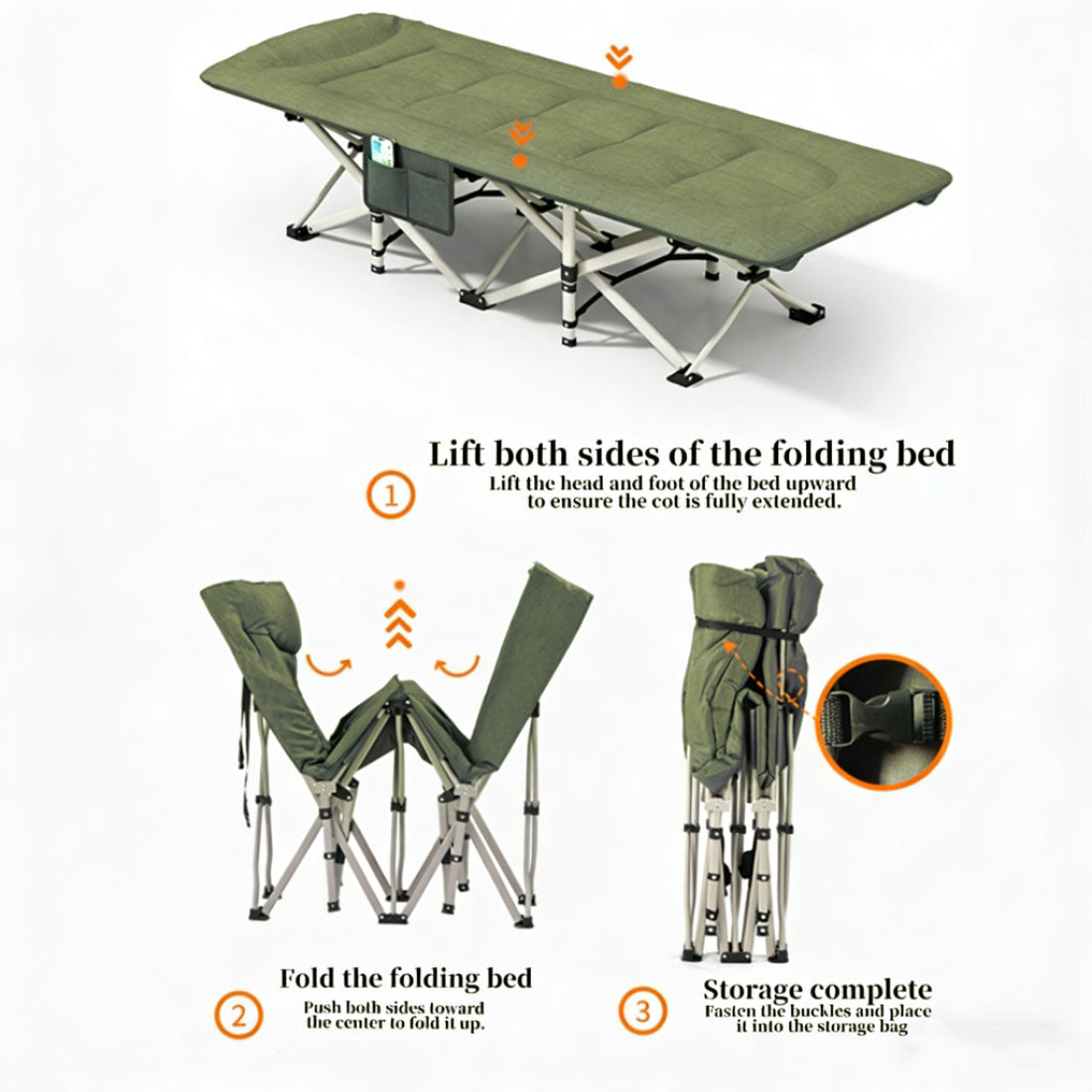 Folding Foldable Portable Camping Bed Recliner Chair Beach Outdoor Stretcher Green