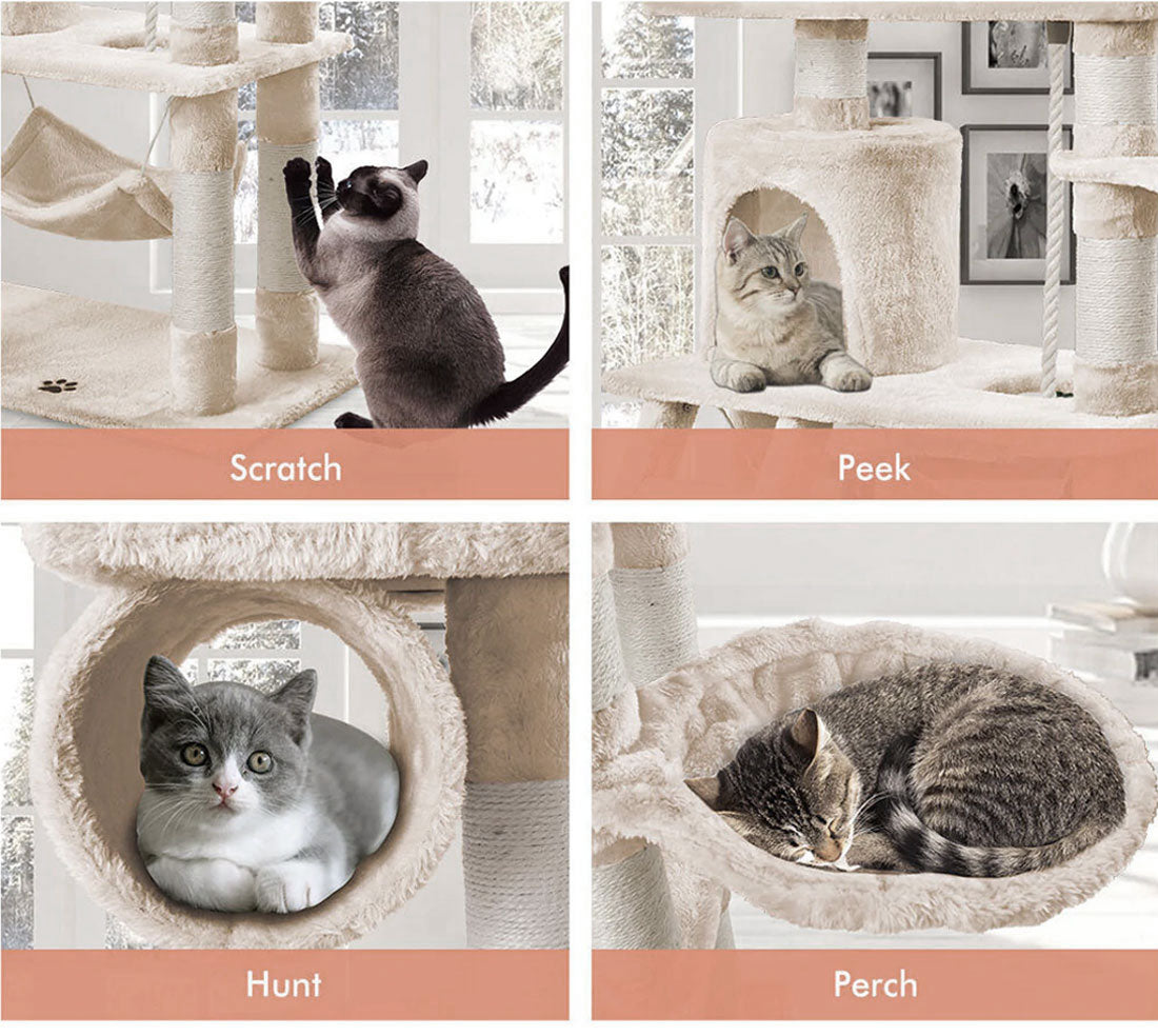 Cat Tree Scratching Post Scratcher Tower Toys Condo House Wood Furniture Bed Stand