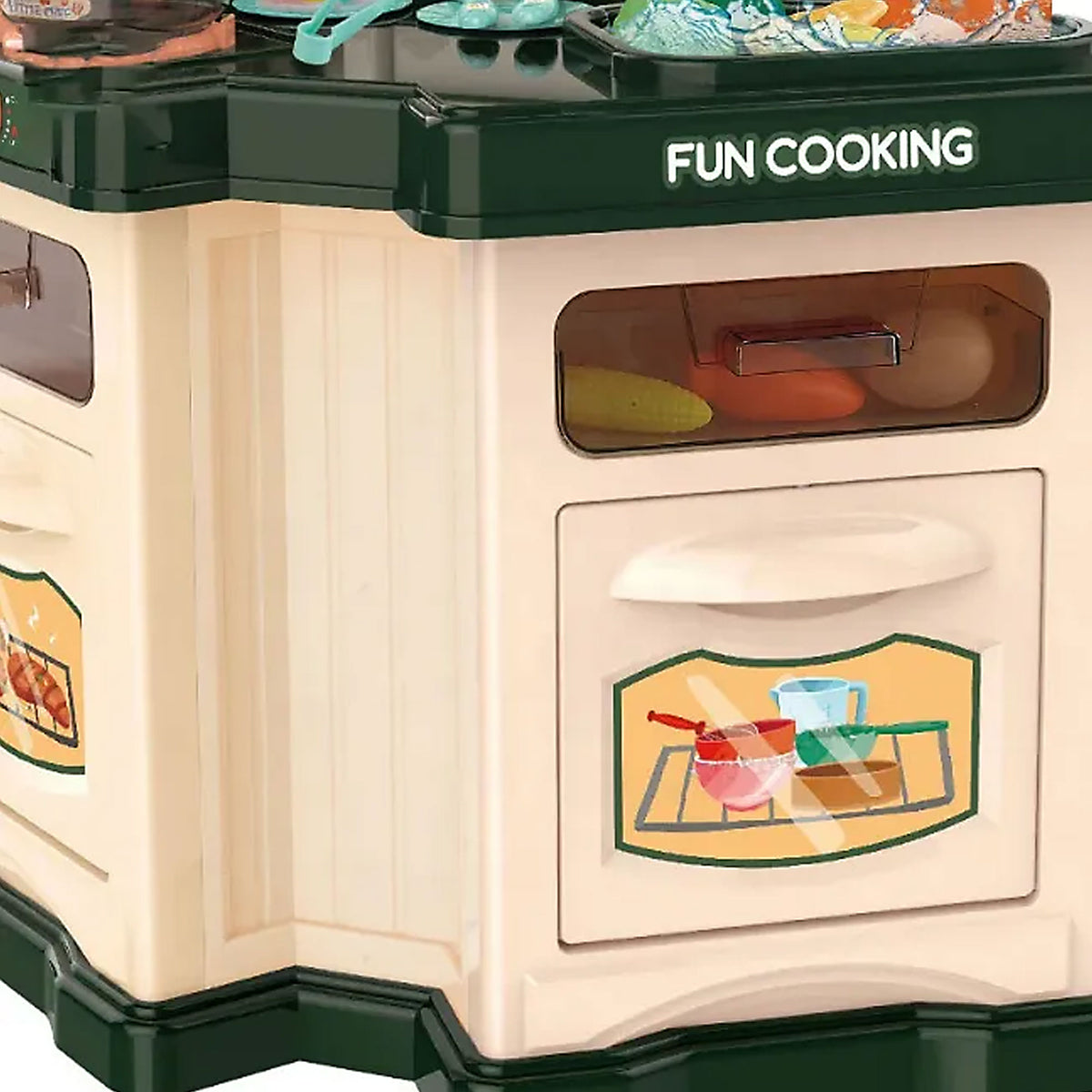 Kids Pretend Role Play Toy Kitchen Cooking Children Toddler Food Cookware Set M - Green