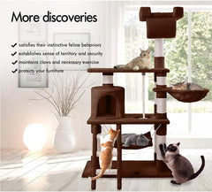 Cat Tree Scratching Post Scratcher Tower Toys Condo House Wood Furniture Bed Stand - brown